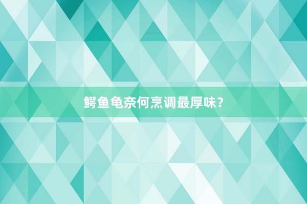 鳄鱼龟奈何烹调最厚味？
